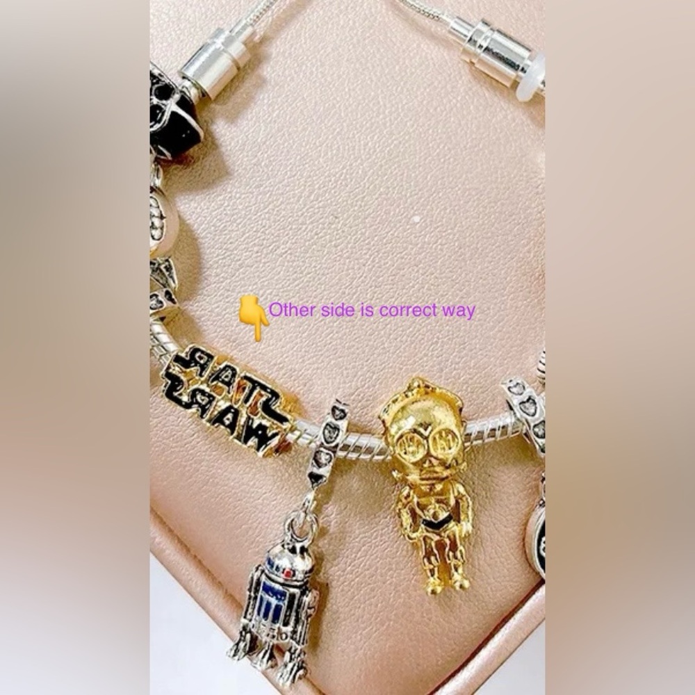 925 Sterling Silver Plated Star Wars Characters Themed Loaded Charm Bracelet - Picture 4 of 5